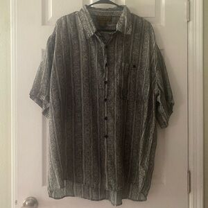 Haband Men's silk Black and Gray Striped Casual Shirt